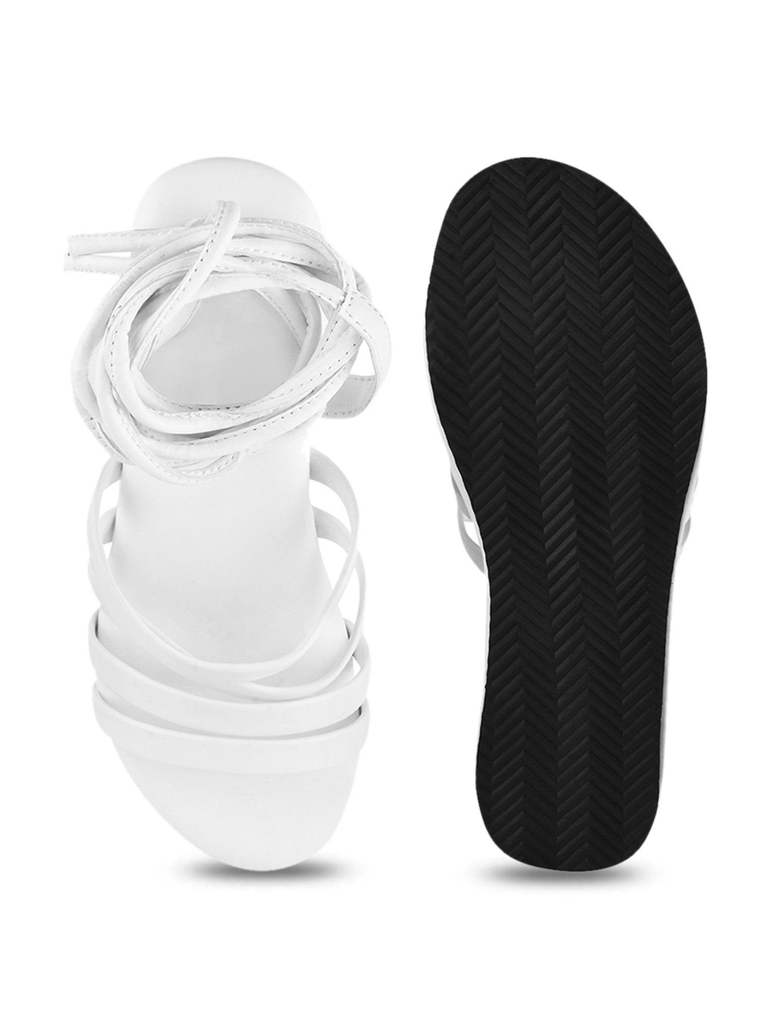 The White Pole Women's White Gladiator Wedges