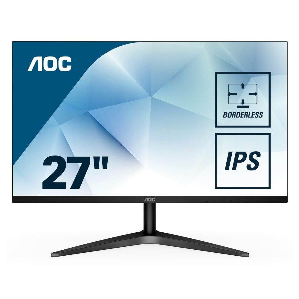 Full HD 1920x1080 monitor,AOC 27" 3-sided Frameless, IPS Panel, HDMI/VGA, Flicker-Free, LED monitor, 27-Inch Full HD 1920 x 1080 monitor, HDMI/VGA with earphone output