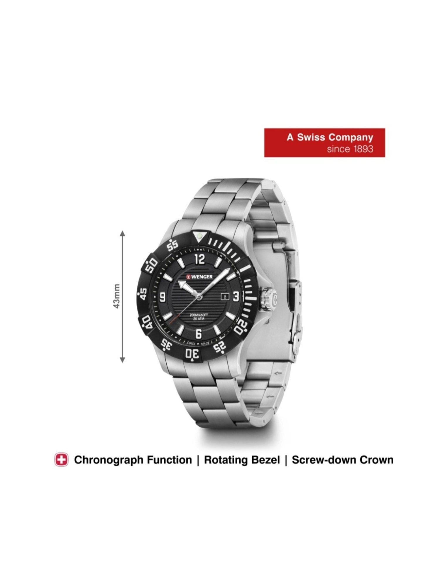 Wenger Swiss Made 01.0641.131 Seaforce Analog Watch for Men