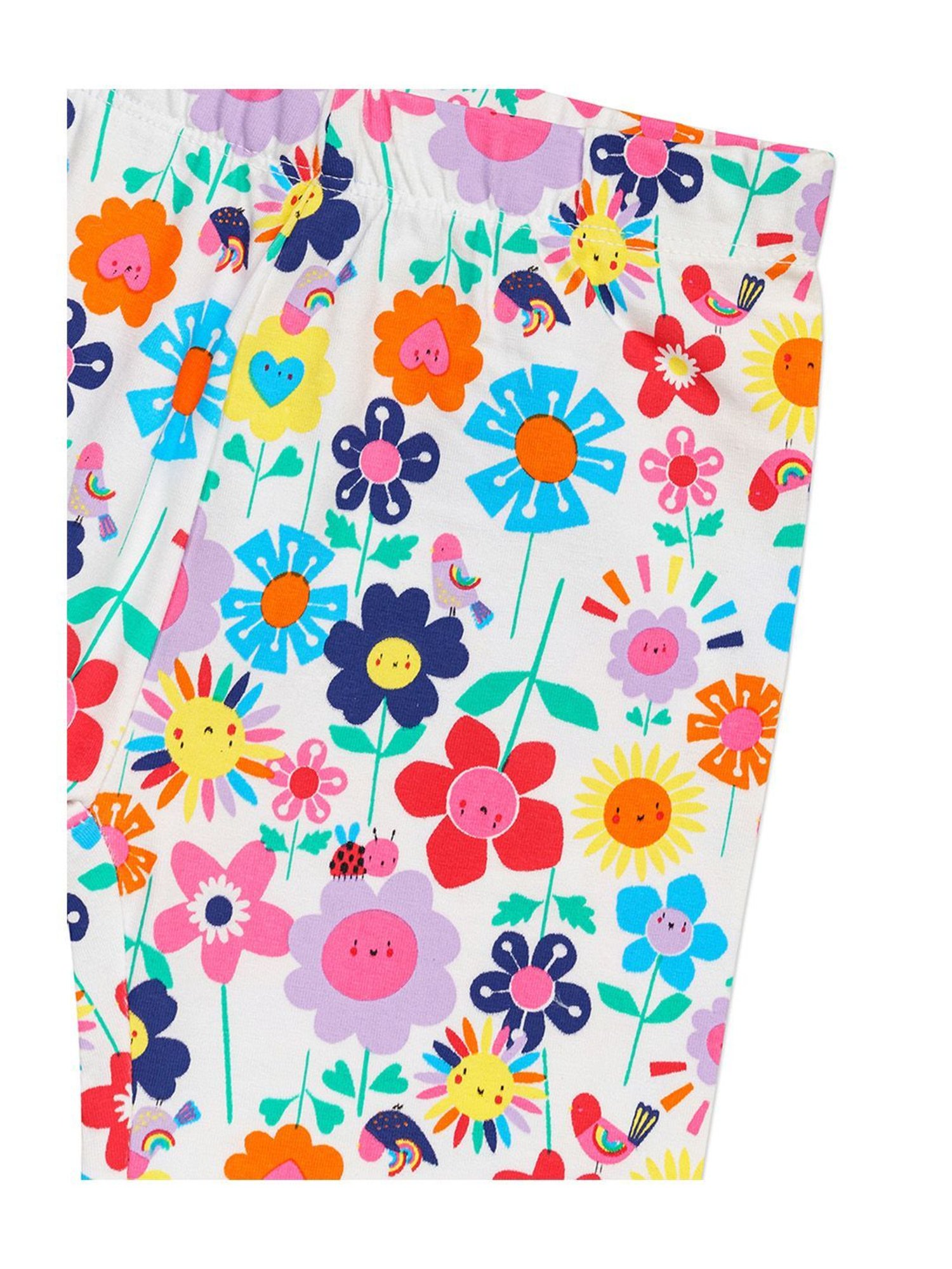 H by Hamleys Kids White Floral Print Leggings