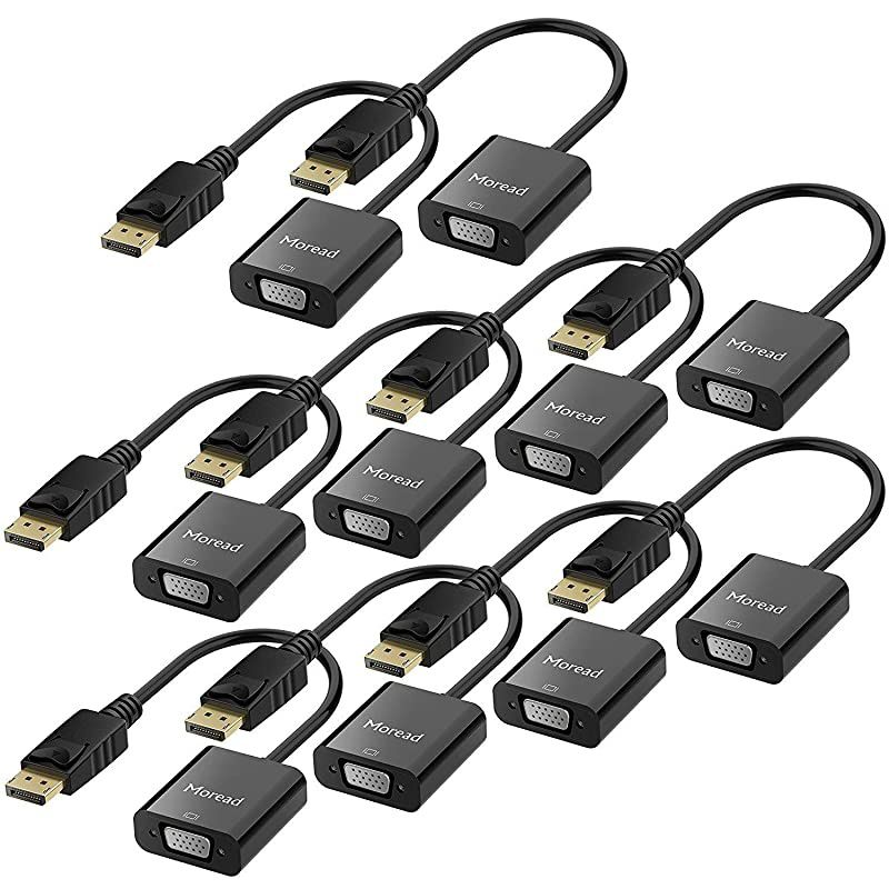 DisplayPort DP to VGA Adapter 10 Pack GoldPlated Display Port to VGA Adapter Male to Female Compatible with Computer Desktop Laptop PC Monitor Projector HDTV Black