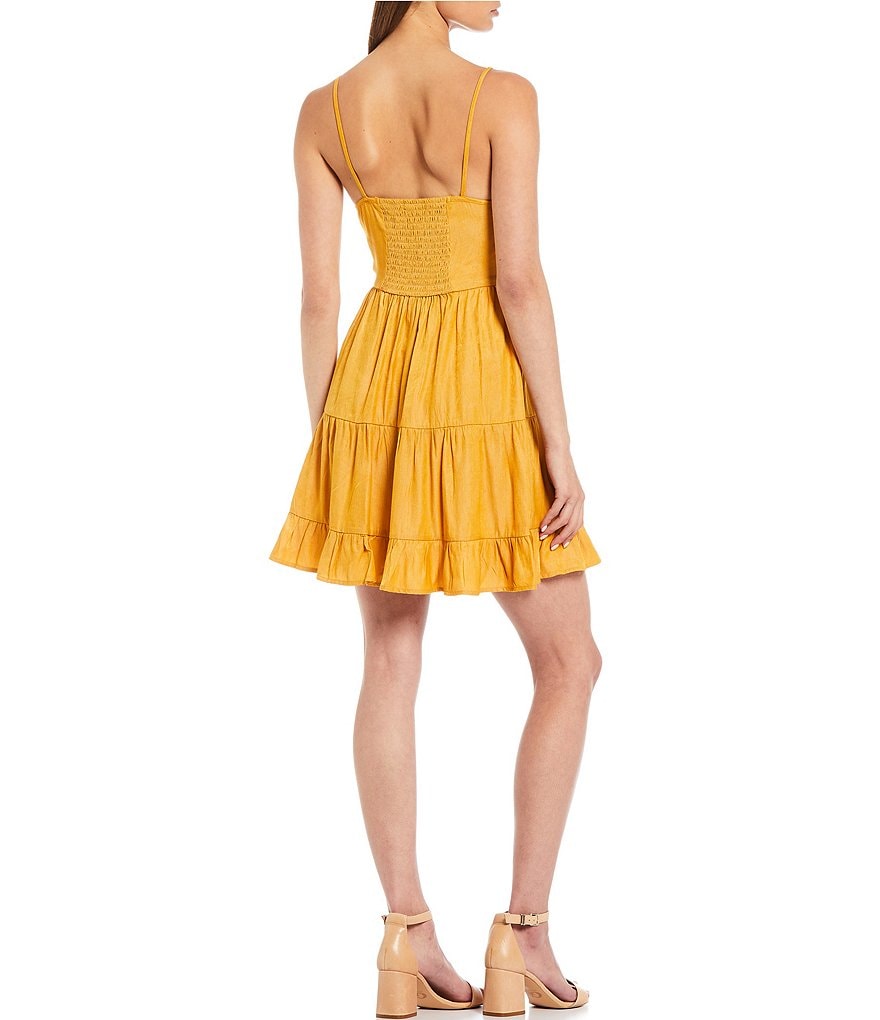 Love & Piece Short-Sleeve Chambray Babydoll Dress