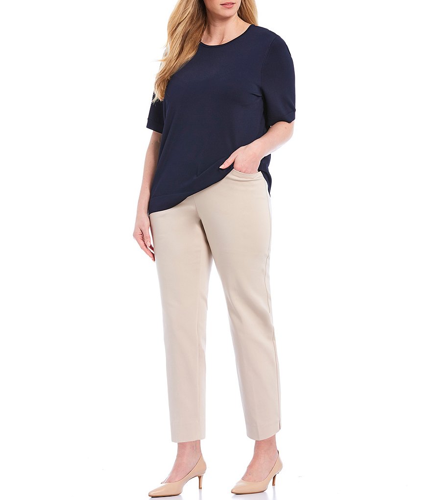 Investments Plus Size Signature Yarn Short Sleeve Crew Neck Top