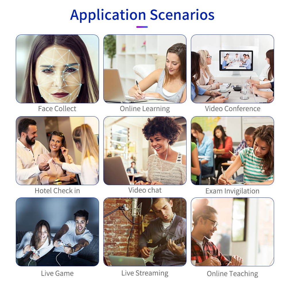 1080P HD Streaming Webcam USB Computer Video Camera 2 Megapixels 120&deg; Wide Viewing Manual Focus with Microphone Plug & Play Compatible with Windows Android Mac for Video Meeting Online Training Live