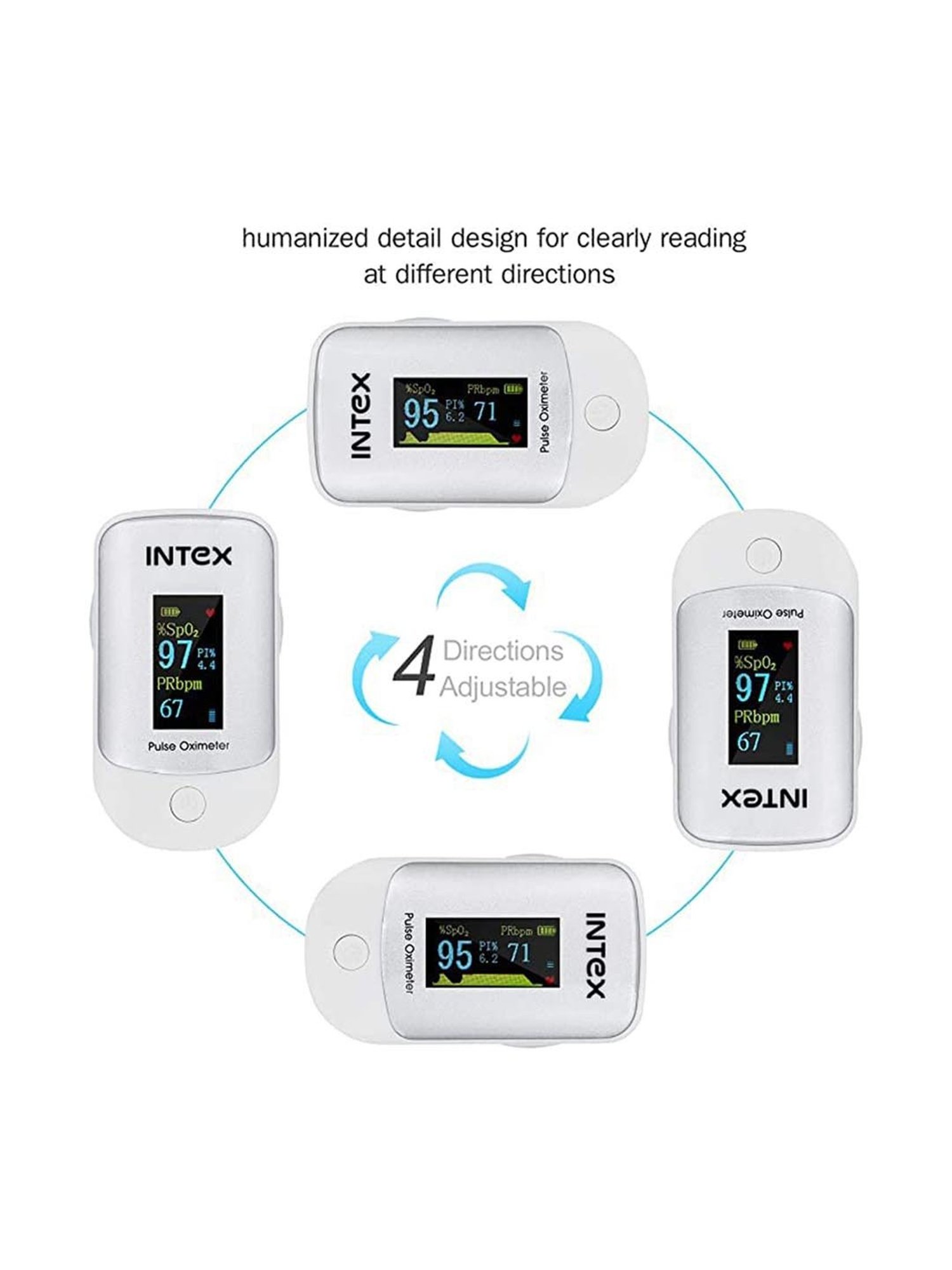 Intex MCP Oxisure IT-OX02 Pulse Oximeter with Oxygen Saturation Monitor (White)
