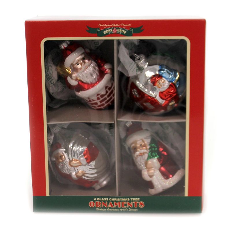 Shiny Brite 3.5" Hs Santa Figures Holiday Splendor Ornament  -  Tree Ornaments