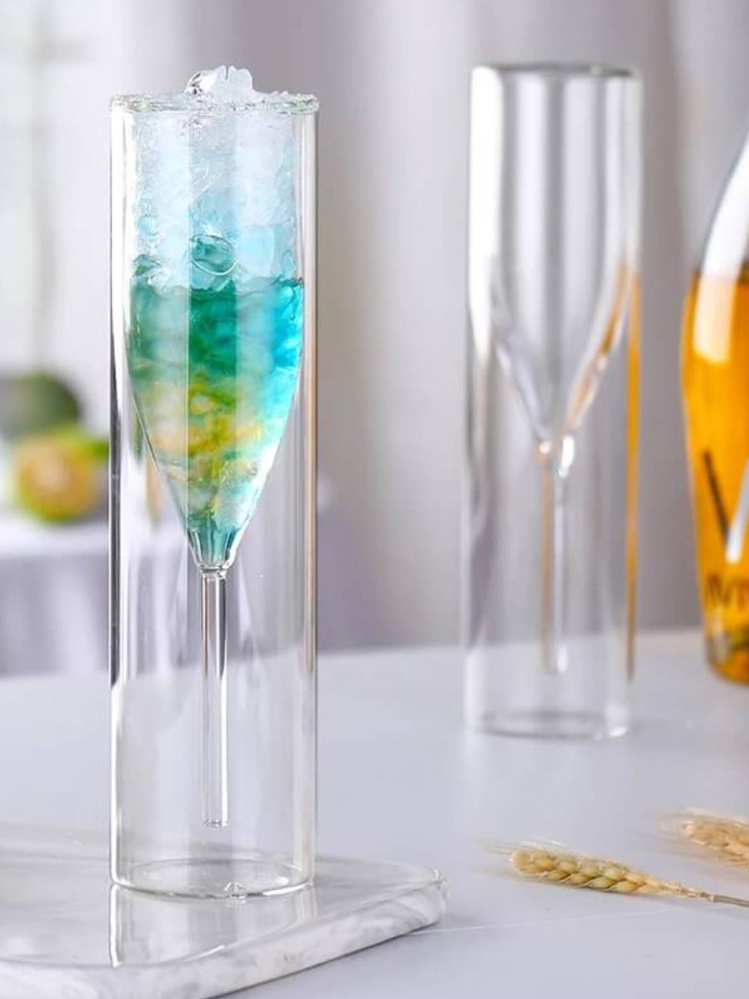 Melbify Flute Transparent Glass Champagne & Wine Glass (180ml) - Set of 2