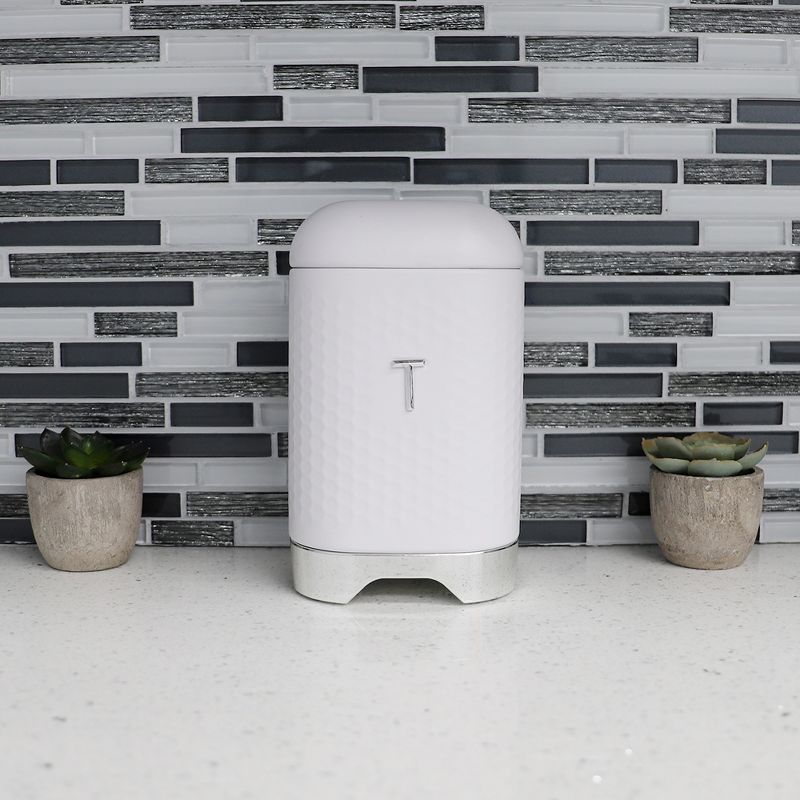 Michael Graves Design Soho Large 7 Cup Capacity Tin Tea Canister, White