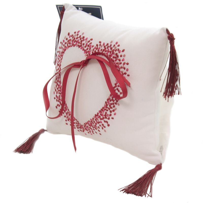 Home Decor 7.0" Heart Wedding Ring Pillow Square Throw Valentine Filled  -  Decorative Pillow