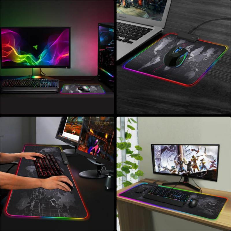 Efinny LED Backlight Gaming Mouse Pad RGB Colorful Computer Mat Large PC Keyboard Mousepad 300*900*4mm
