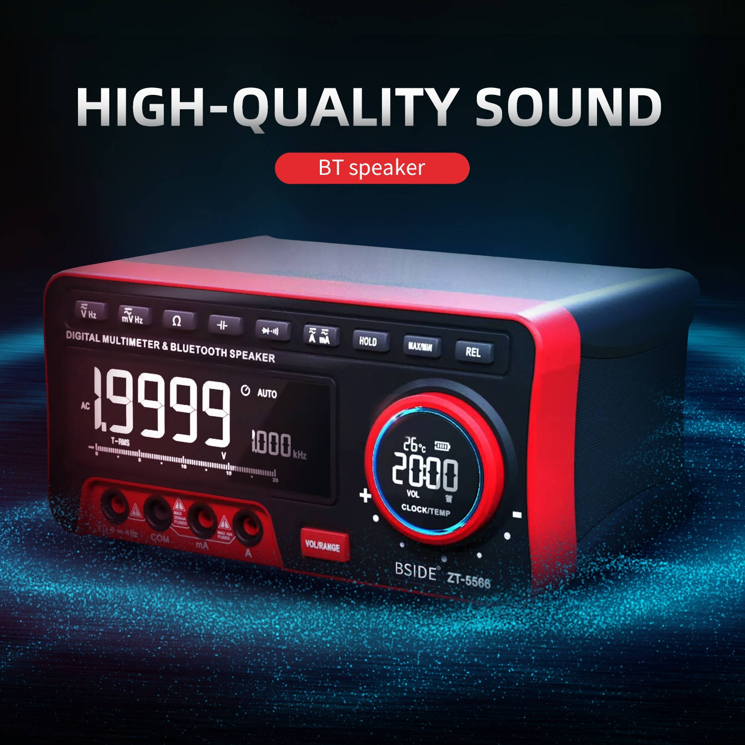 BSIDE 19999 Counts Multi-function Multimeter True RMS Digital Multimeter DC/AC Voltage and Current Meter with LCD Display Measuring AC/DC Voltage Frequency Resistance Capacitance Measure Continuity