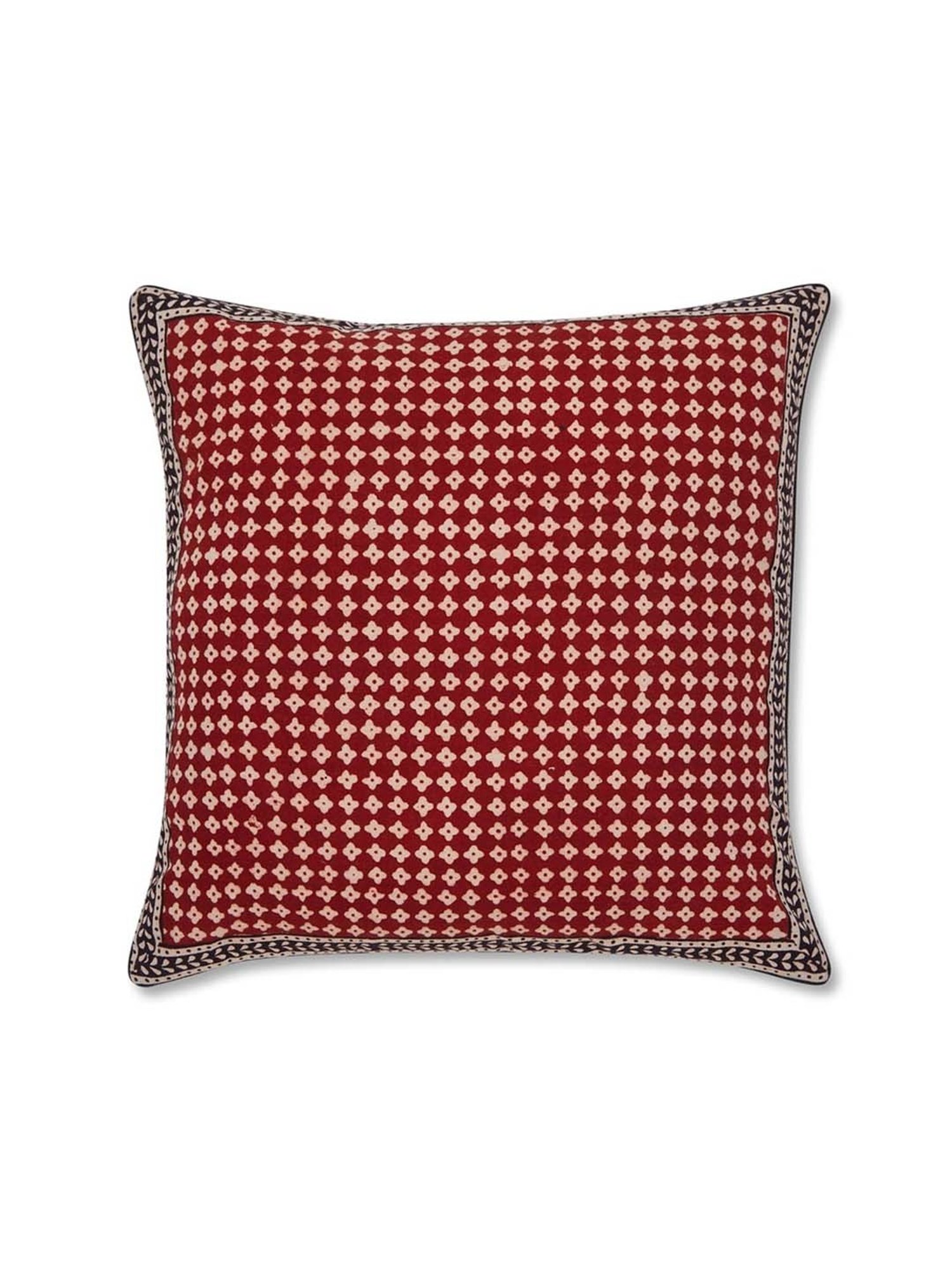 Fabindia Home Baghni Red & Black 175 GSM Cotton Cushion Cover