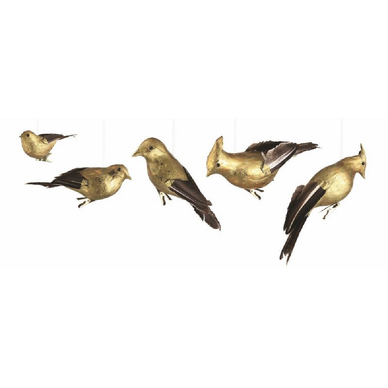 Napa Home and Garden 5ct Gilded Birds Clip-On Christmas Ornament Set 8.25" - Brown/Gold