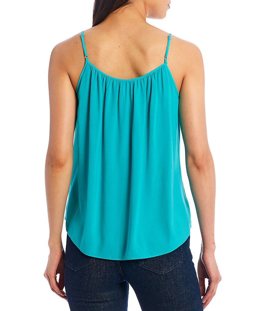 J.McLaughlin Durham Sleeveless Ruffle V-Neck Denim Blouse