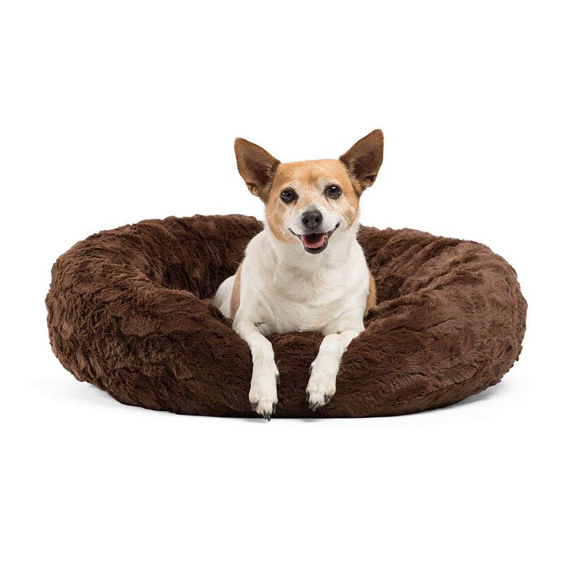 Best Friends by Sheri Orthopedic Relief Donut Cuddler Dog Bed in Brown Lux Fur