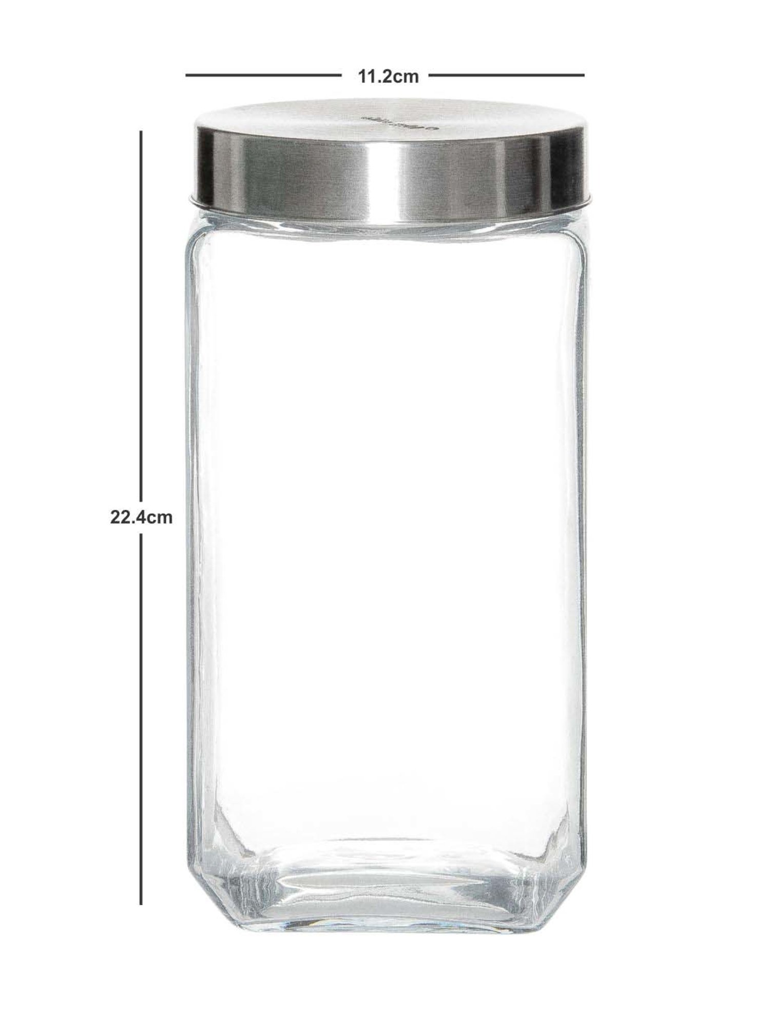 White Gold Transparent & Silver Glass Storage Jar With Metal Lid (2 L) - Set of 2