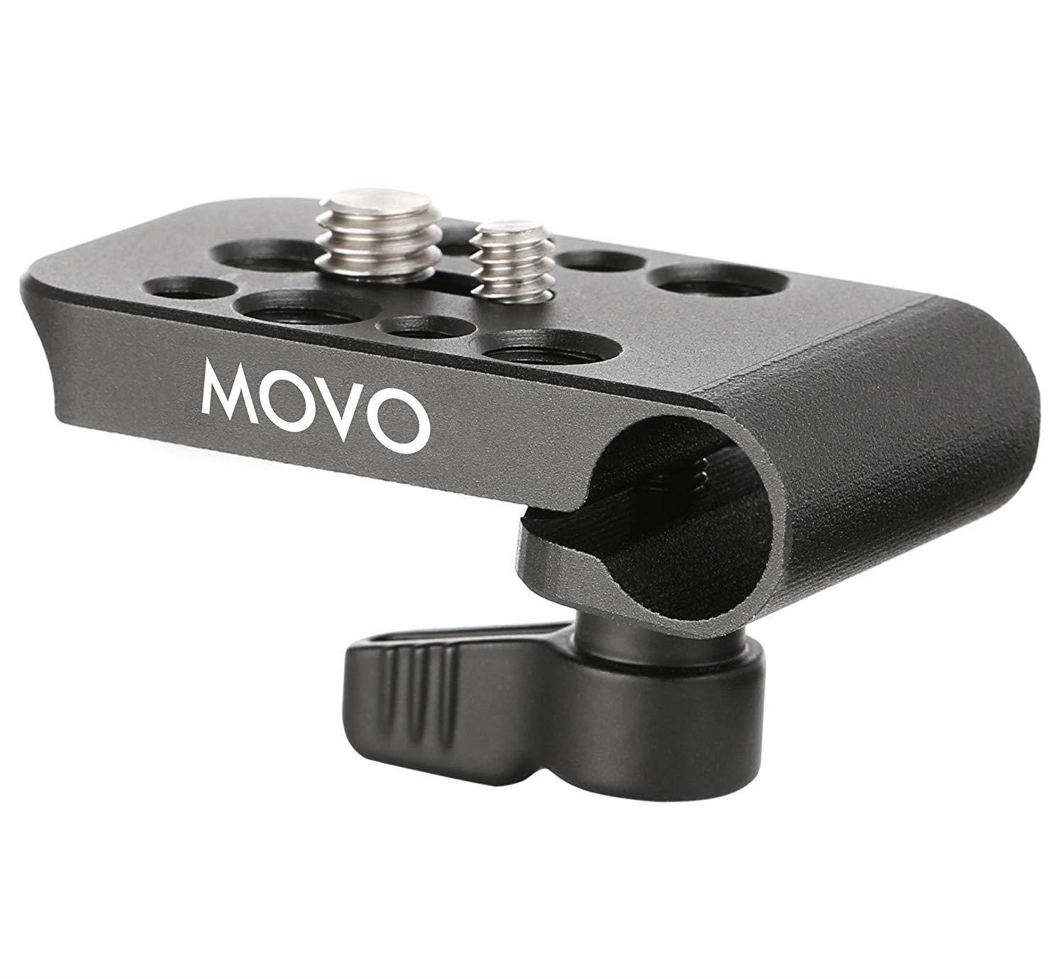 Movo CAB1000 15mm Modular Rod Clamp Adapter - Mounts Cameras, Monitors, Recorders to Rigs with Multiple 1/4" & 3/8" Male/Female Mounting Threads