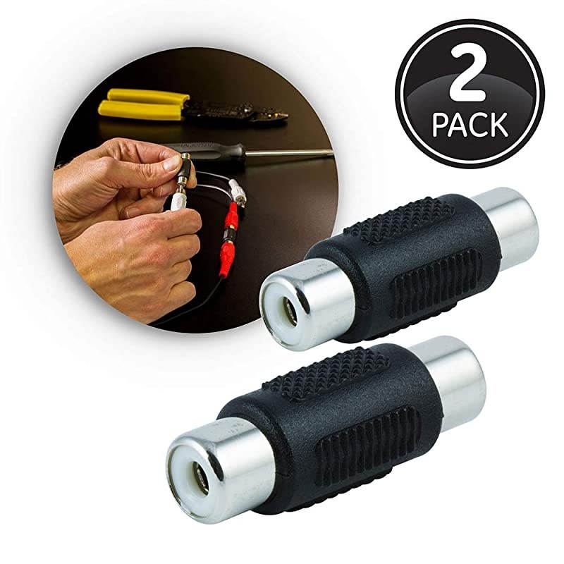 RCA Coupler Adapter 2Pack FemaletoFemale Connectors Extend Length and Reach of RCA Cables Audio Video Cable Extender Barrel 33617