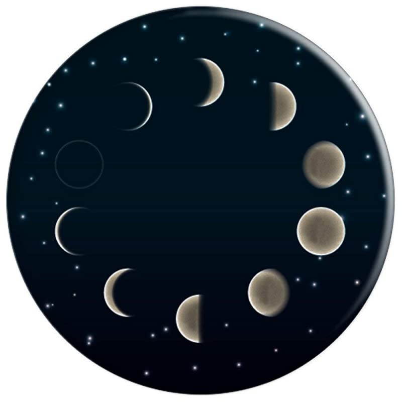 Moon Phases Design on Black PopSockets PopGrip: Swappable Grip for Phones & Tablets
