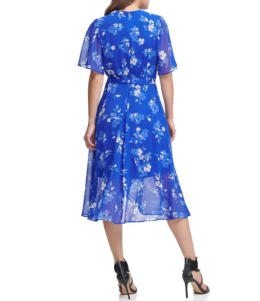 Tommy Hilfiger Paisley Chiffon Smocked Sleeveless Mock-Neck Midi A-Line Dress