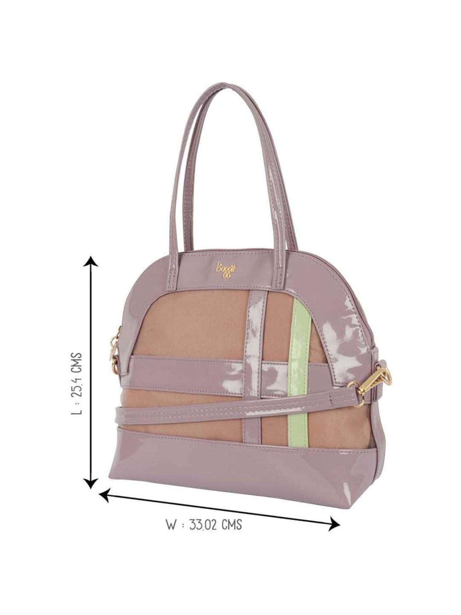 Baggit Purple Textured Medium Bowler Bag