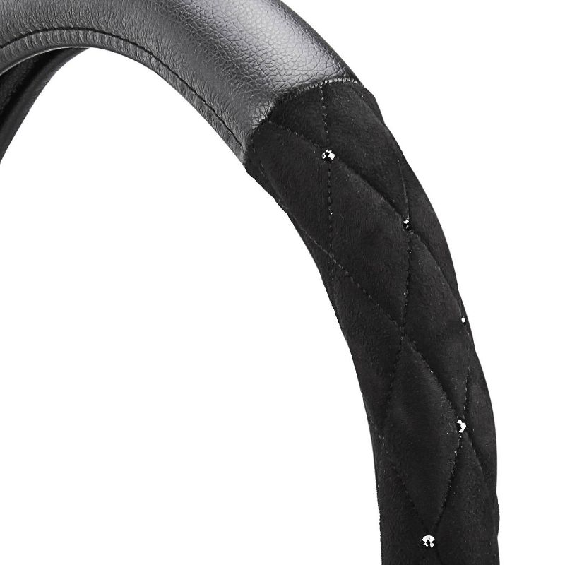 LUNNA 1pc Jet Black Steering Wheel Cover Embellished with Swarovski Crystals