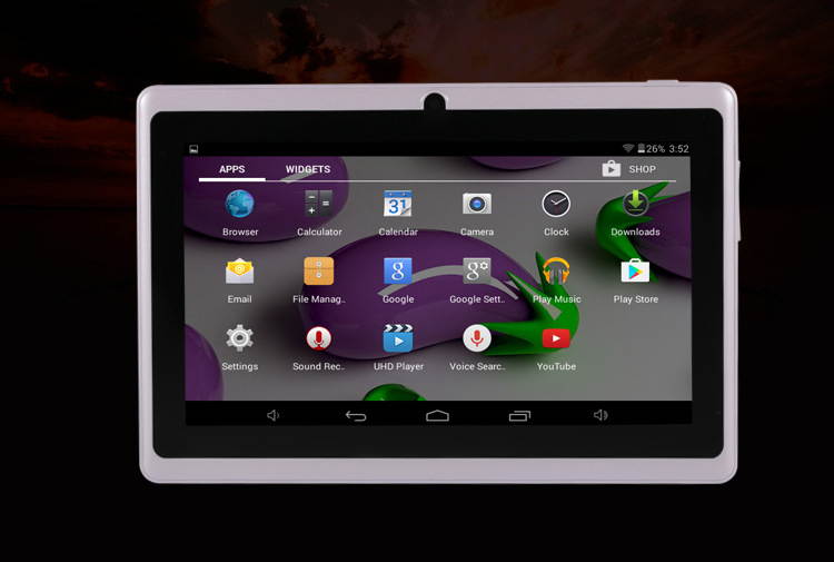 Mini Tablet 7 Inch 8G A33 1024 x 600 1.3GHz 7 Inch 3-5 hours Tablet White TABLET-Q88A33-W