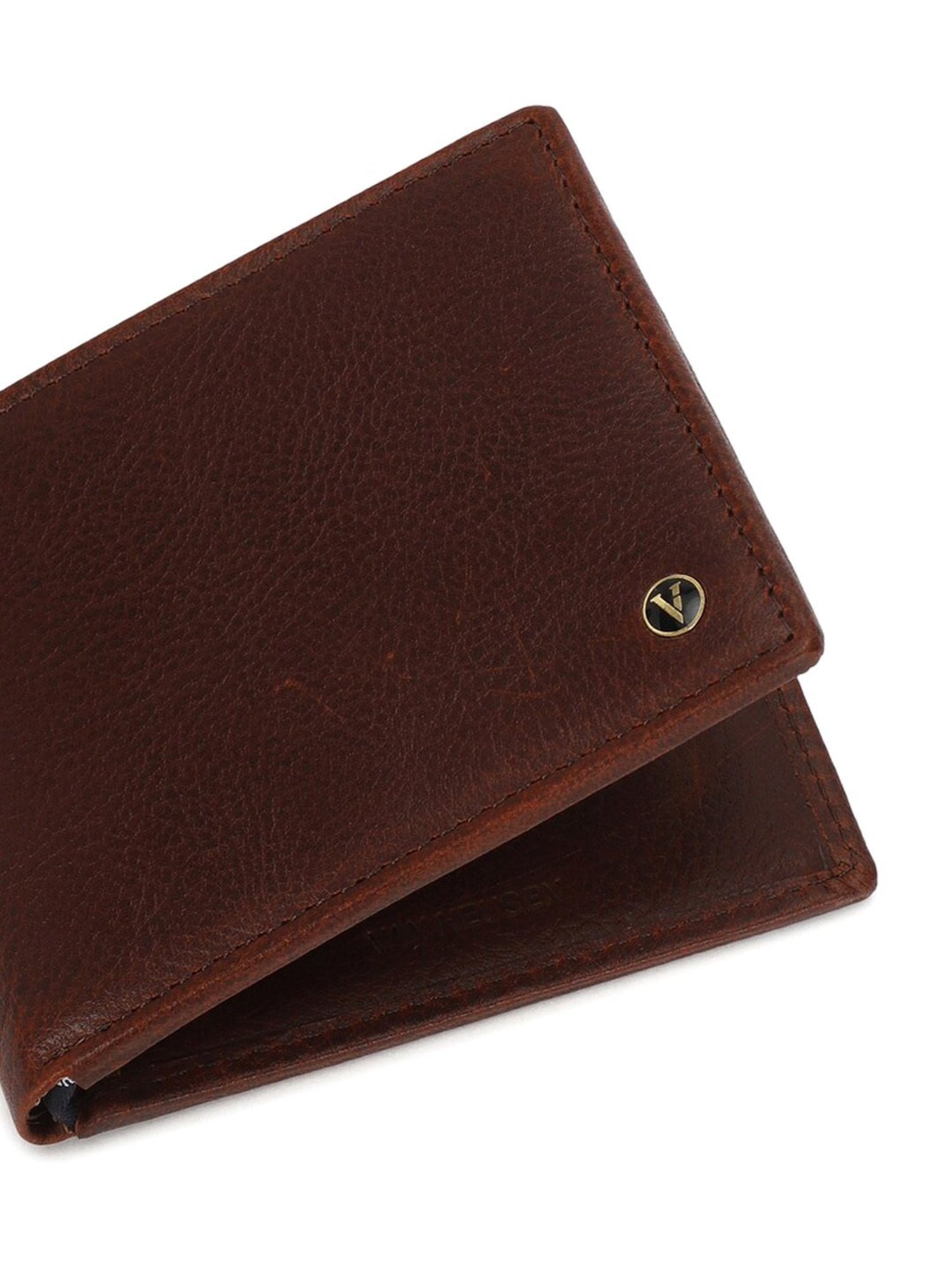 Van Heusen Brown Textured Leather Bi-Fold Wallet for Men