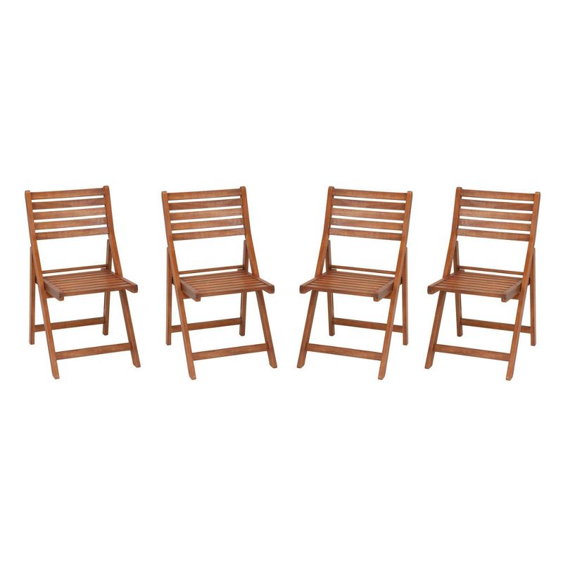 5pc Acacia Wood Folding Outdoor Dining Set with Chair Storage - Room & Joy