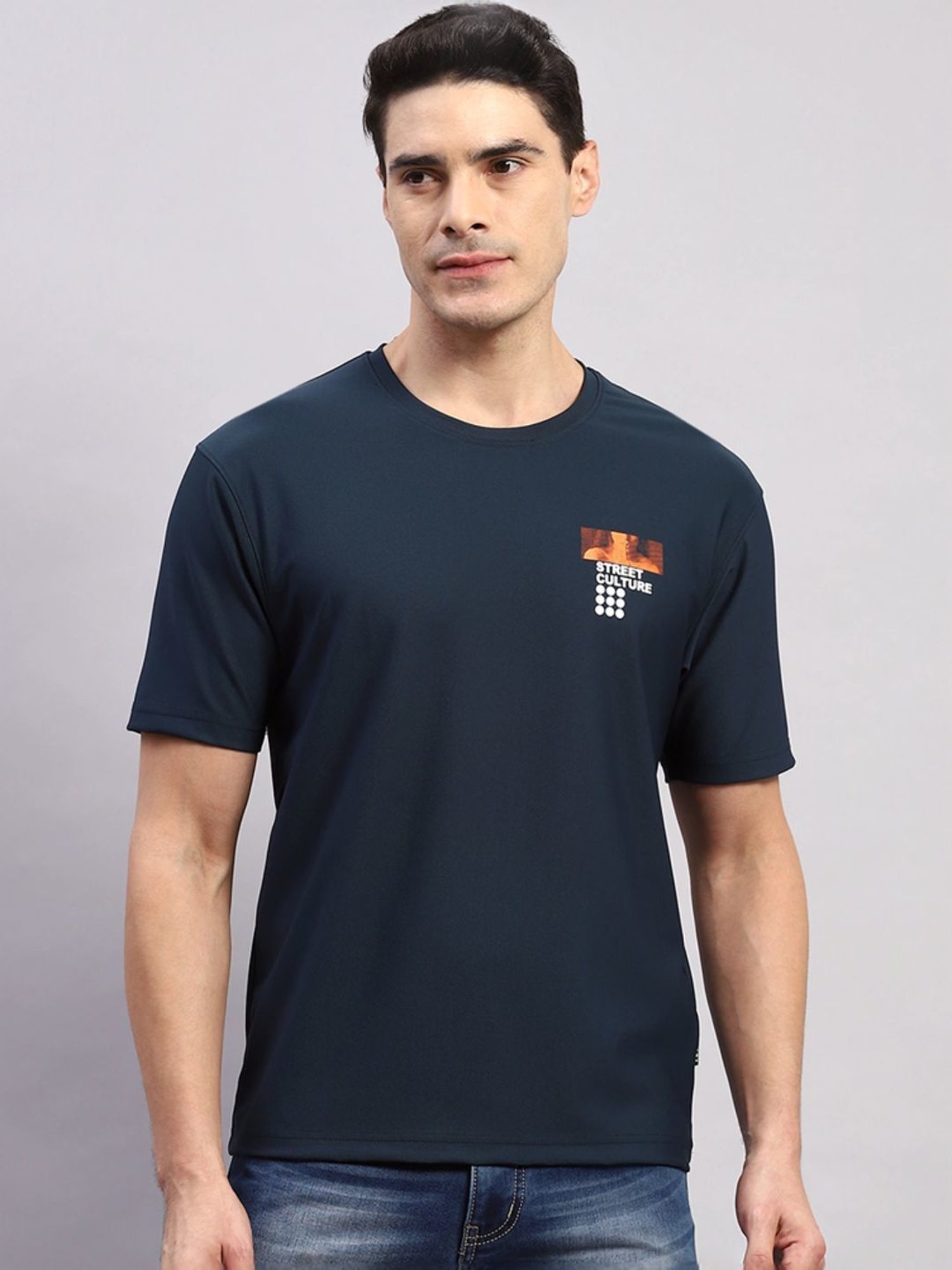 Rock.It Navy Regular Fit Printed T-Shirt