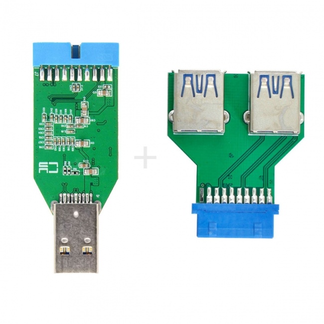 Xiwai USB 3.0 A Type  to Motherboard 20pin Header Female Hub & 20Pin to Dual USB3.0 Female Adapter