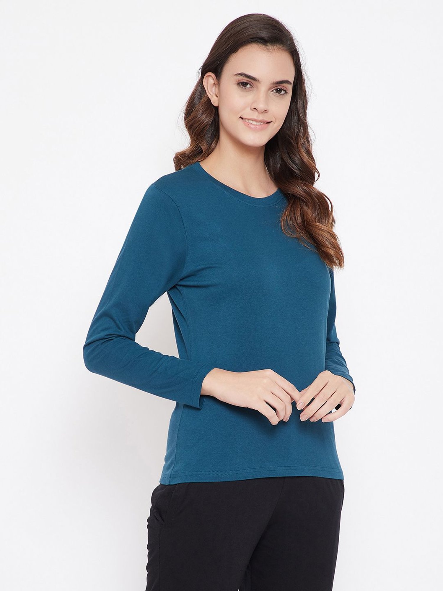 Clovia Blue Cotton T-Shirt