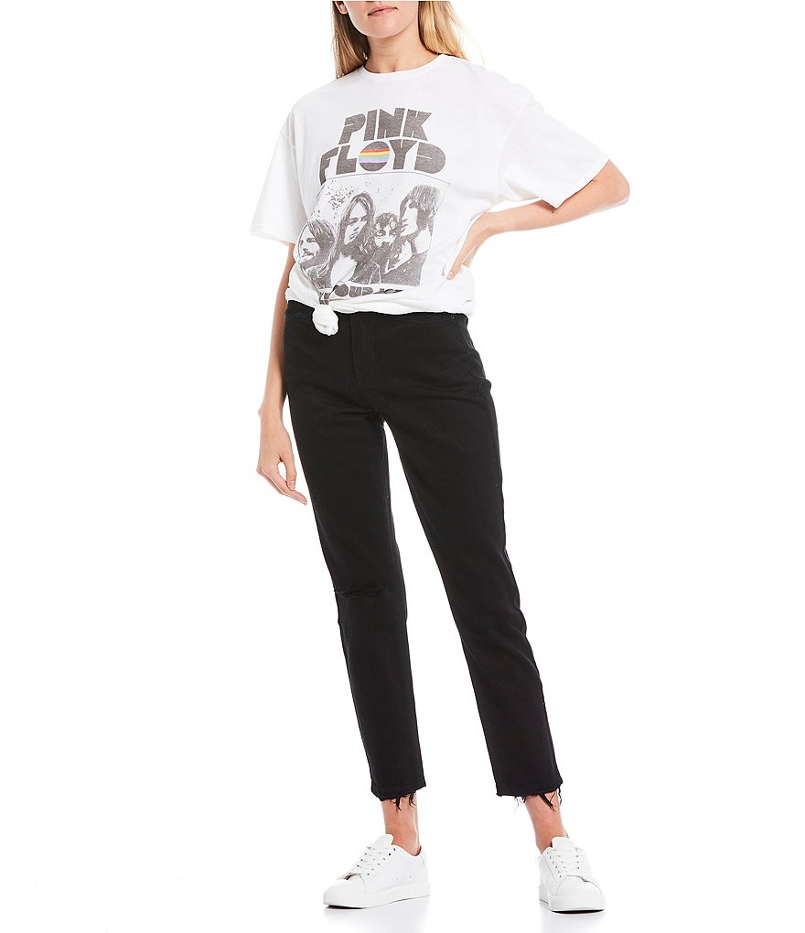 YMI Jeanswear Dream High Rise Raw Hem Mom Jeans