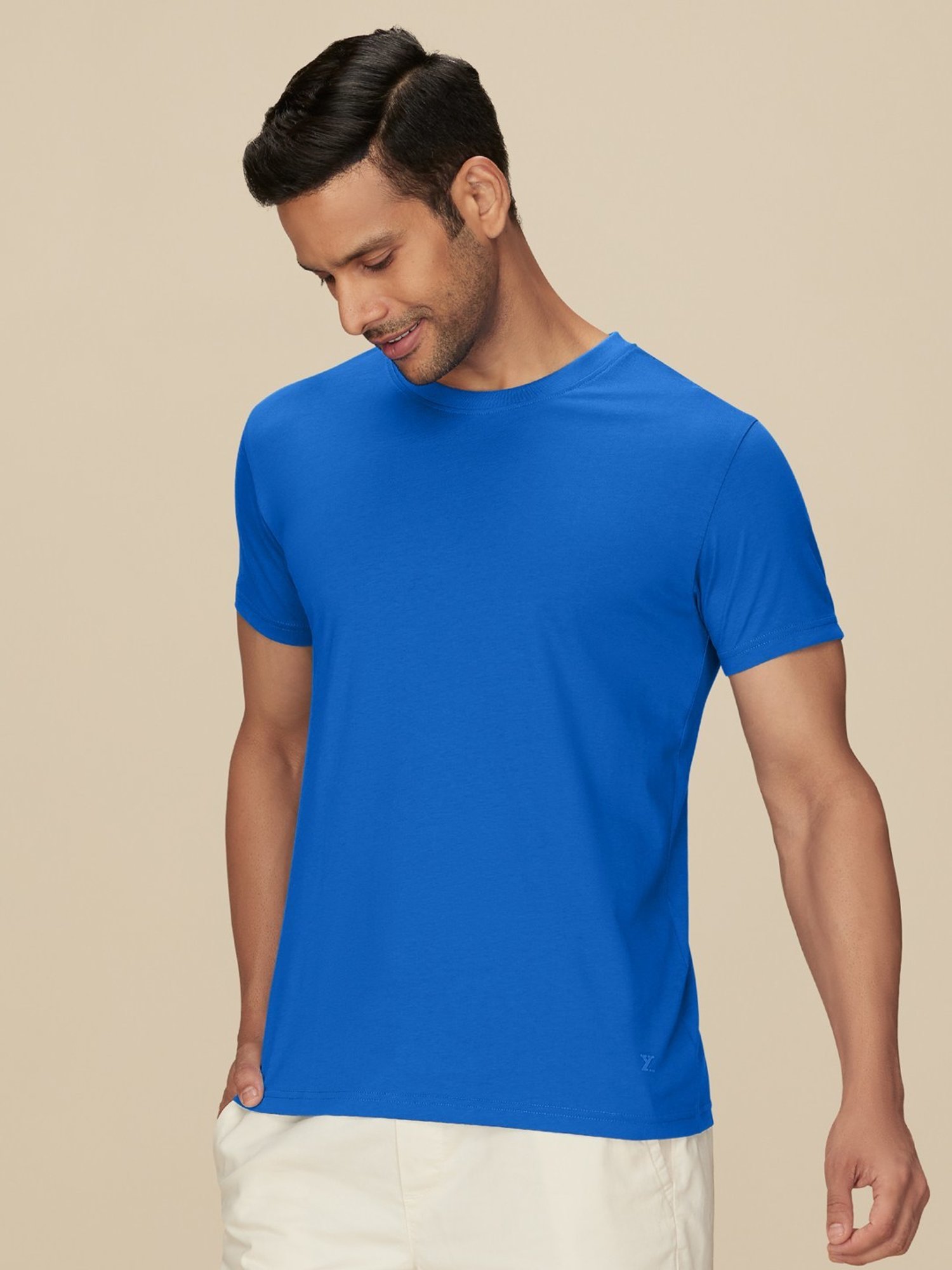 XYXX Olympic Blue Cotton Regular Fit T-Shirts