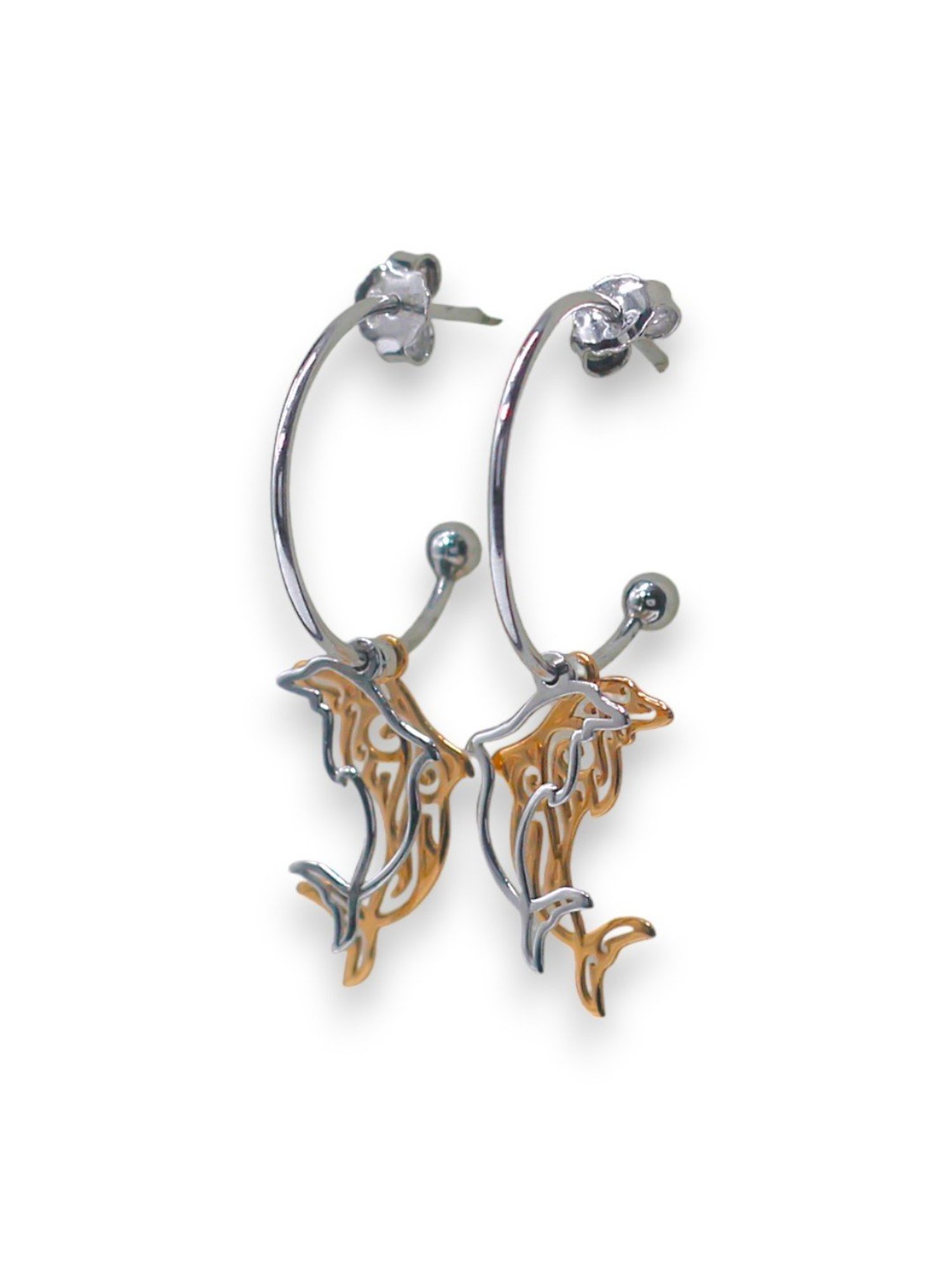 Taraash 925 Sterling Silver Dolphin Charm Hoop Drop Earrings for Women