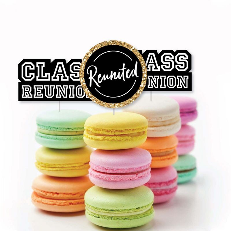 Big Dot of Happiness Reunited - Dessert Cupcake Toppers - School Class Reunion Party Clear Treat Picks - Set of 24