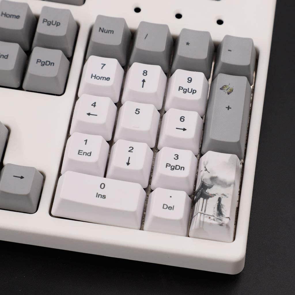 ABBY -J 113 Key Ink Landscape Keycap OEM PBT 5-Surfaces Dye Mechanical Keyboard Custom Keycaps Mechanical Keyboard
