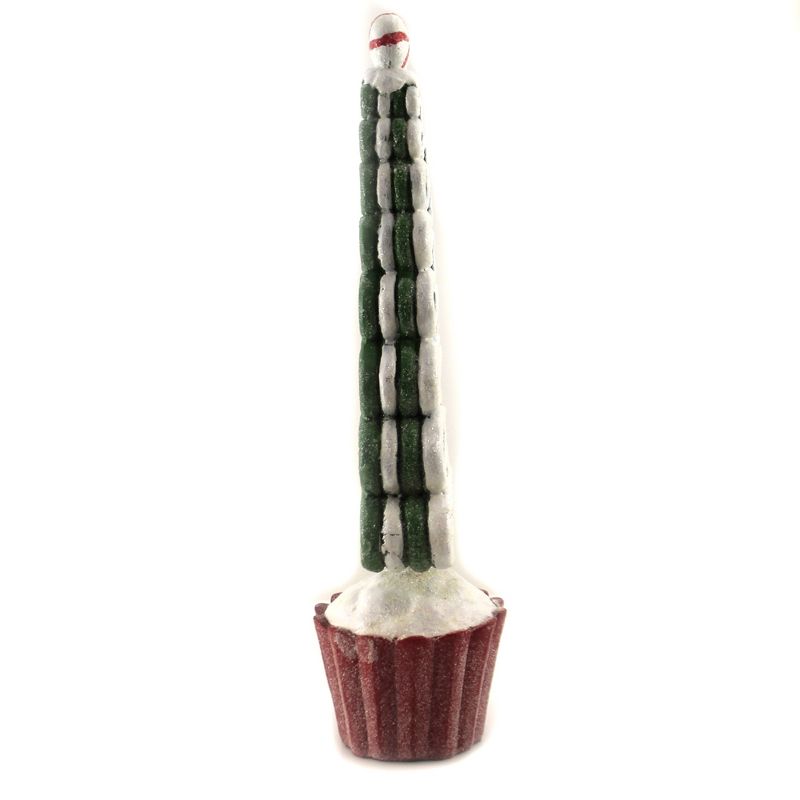 Christmas 13.25" Green & White Ribbon Candy Tree Decore Centerpiece Decorate  -  Decorative Figurines