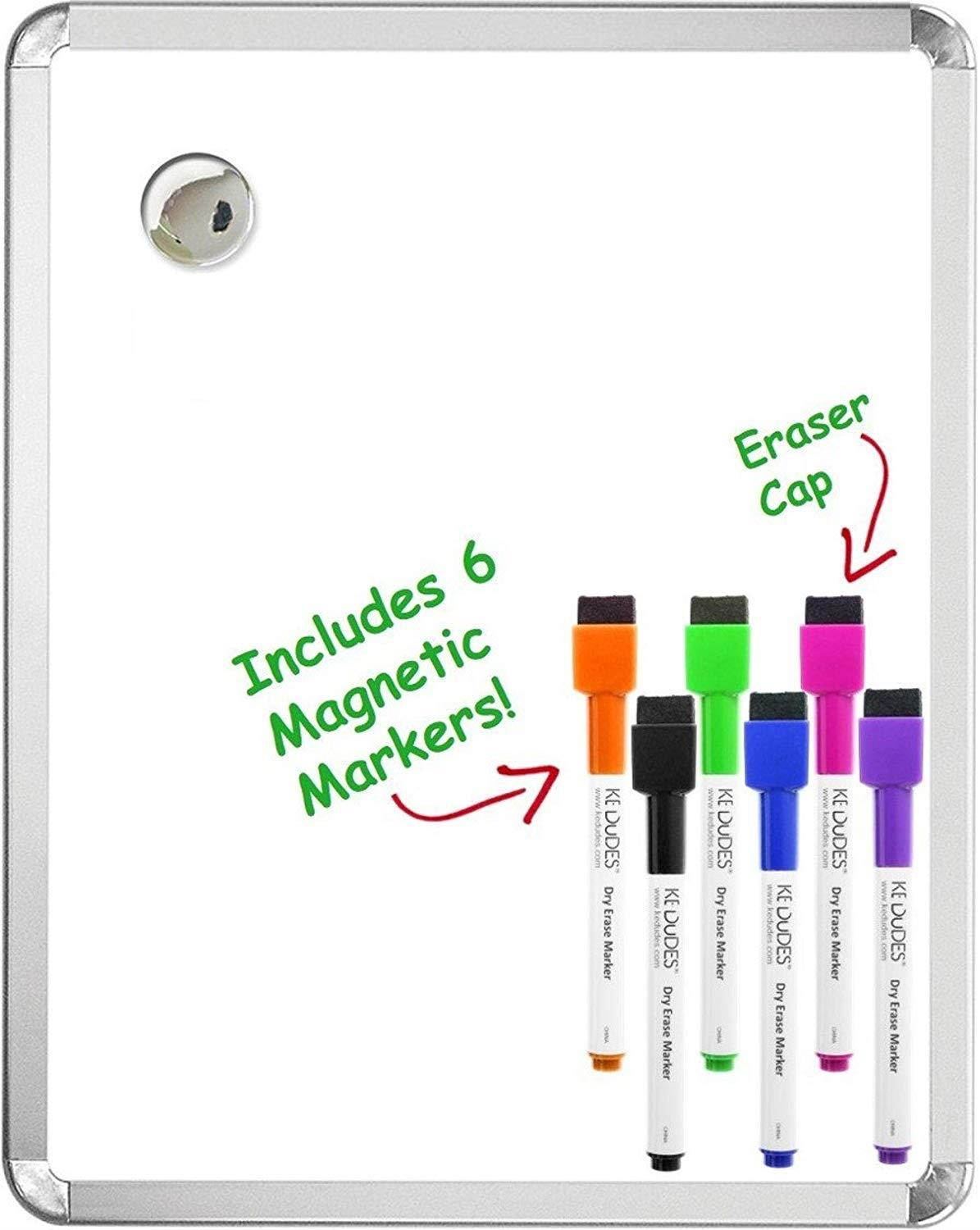 Magnetic 11&rsquo;&rsquo; x 14&rsquo;&rsquo; Dry Erase Whiteboard. Includes 6 Magnetic Dry Erase Markers, Assorted Colors. Great For Fridge, Locker, and More!