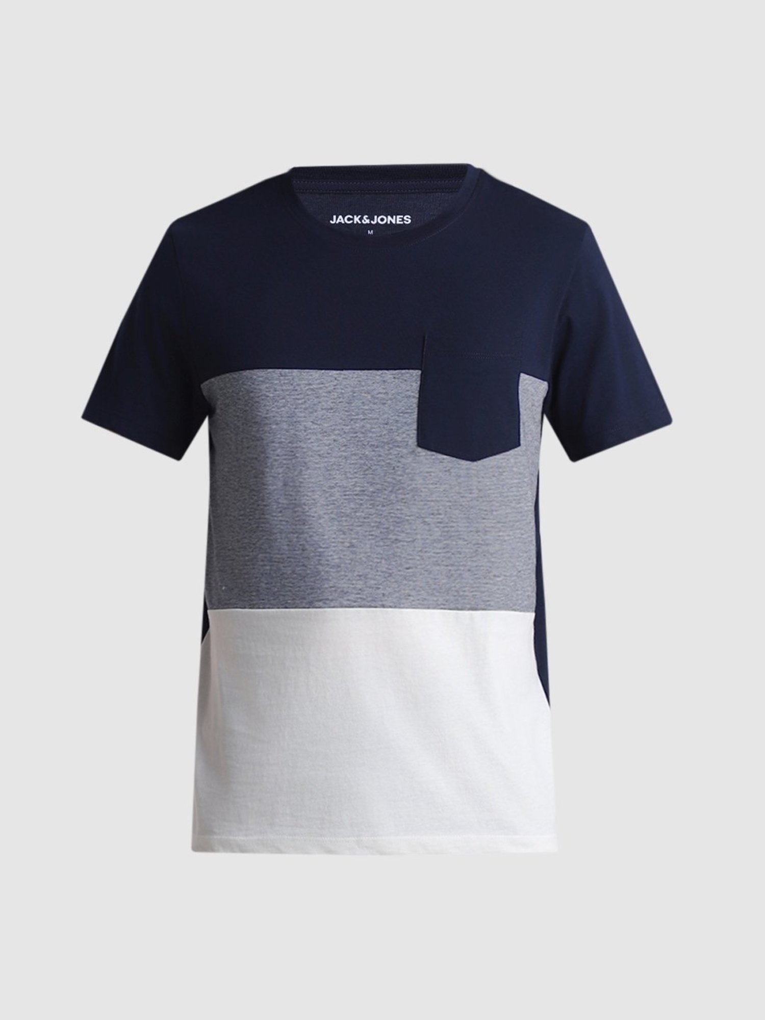 Jack & Jones Multicolored Cotton Slim Fit Colour Block T-Shirt