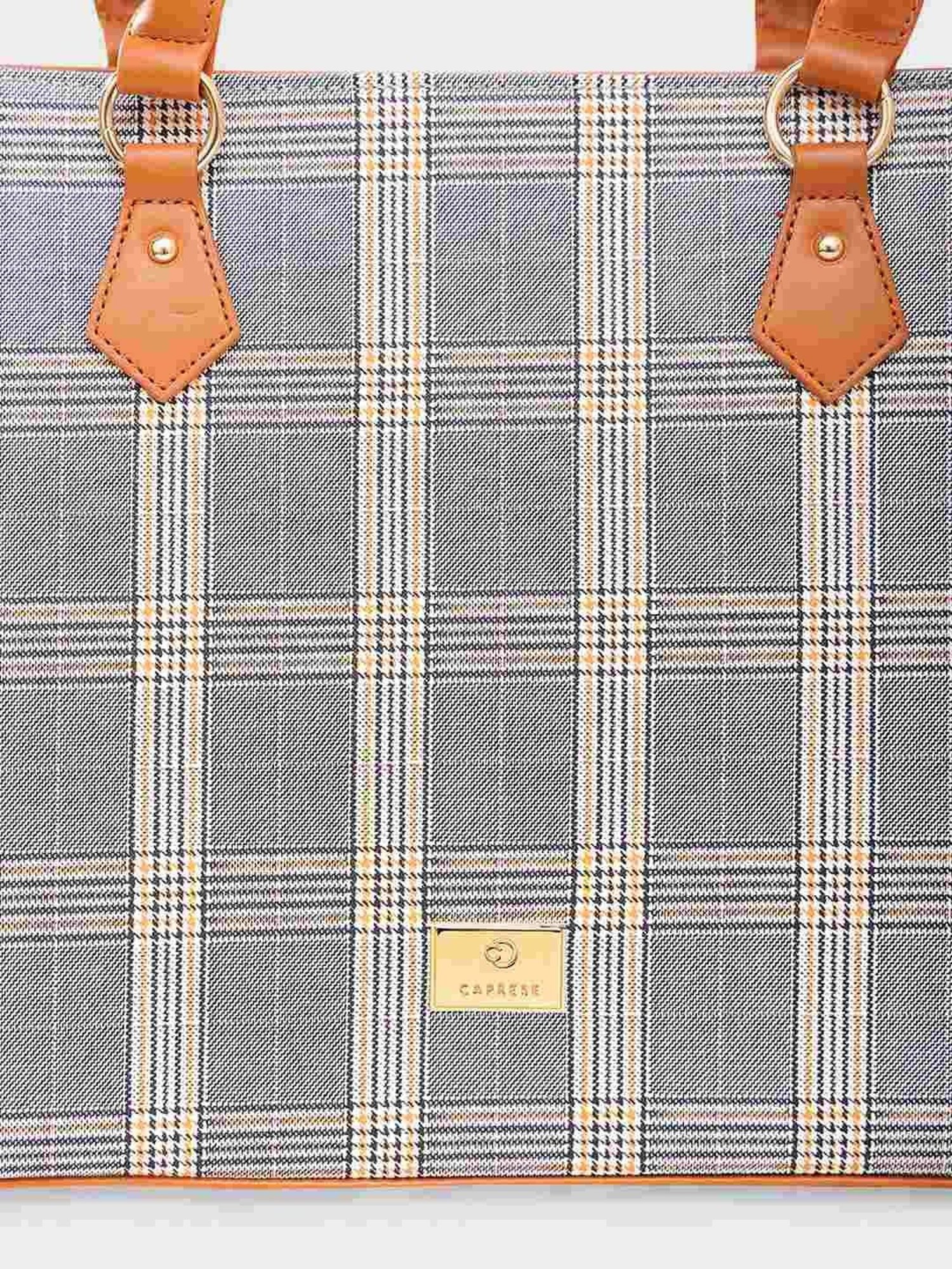 Caprese REMI Tan & Grey Faux Leather Large Messenger Bag