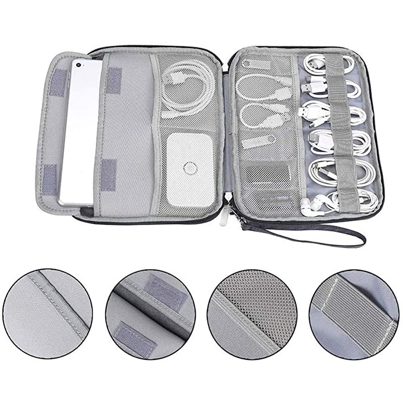 Electronics Organizer Travel Cable Bag,  Electronics Accessories Case Cord Storage Bag for Gadget/Charger/USB/Phone/Mini Tablet and More, Black