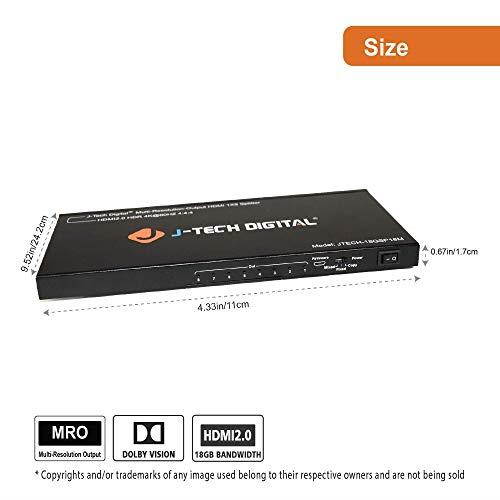 ScalerMultiResolution Output MRO 18GBps 1x8 HDMI 20 Splitter HDR10Dolby Vision 4K60Hz 444 JTECH18GSP18M