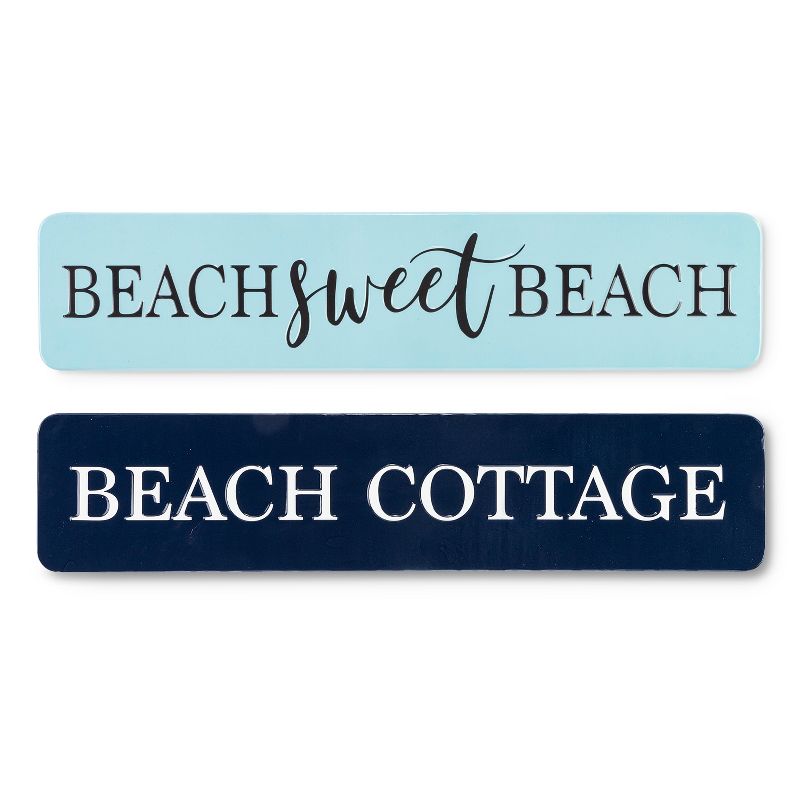 Lone Elm Studios Set of 2 36-inch long Metal Beach Themed Wall Signs