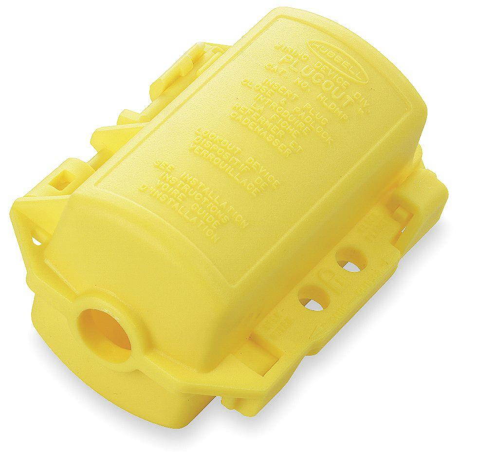 HUBBELL WIRING DEVICE-KELLEMS HLDMP Plug Lockout,Yellow,5/16 In. Dia.
