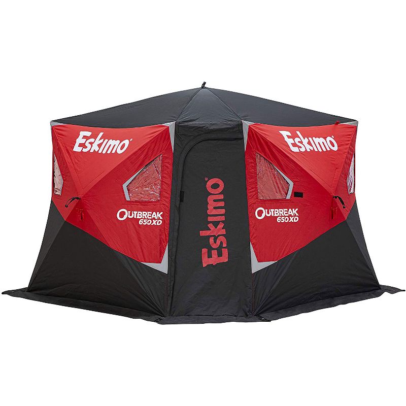 Eskimo 40650 Outbreak 650XD 5 to 7 Person 94 Square Feet Fishable Area Portable Insulated Pop Up Ice Fishing Tent Shelter with Carry Bag
