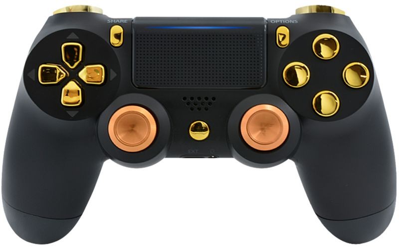Black/Gold Ps4 PRO Rapid Fire Custom Modded Controller with Aluminum Thumbsticks 40 Mods for COD BO3, Infinite Warfare, Destiny, Ghosts Quick Scope Auto Run Sniper Breath & More
