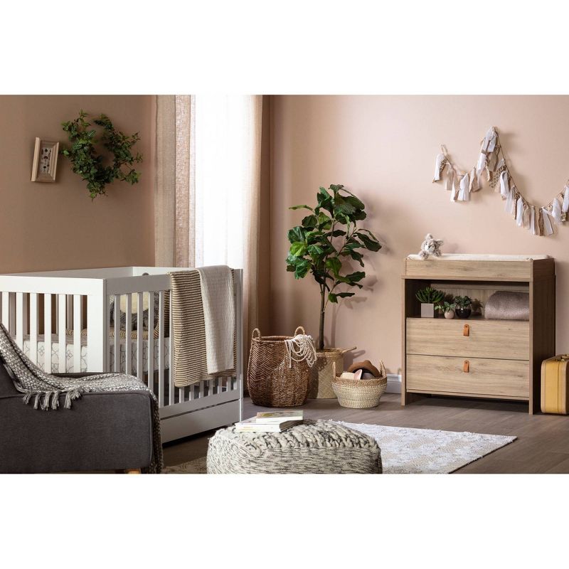 Hankel Changing Table - Pure White and Weathered Oak - South Shore