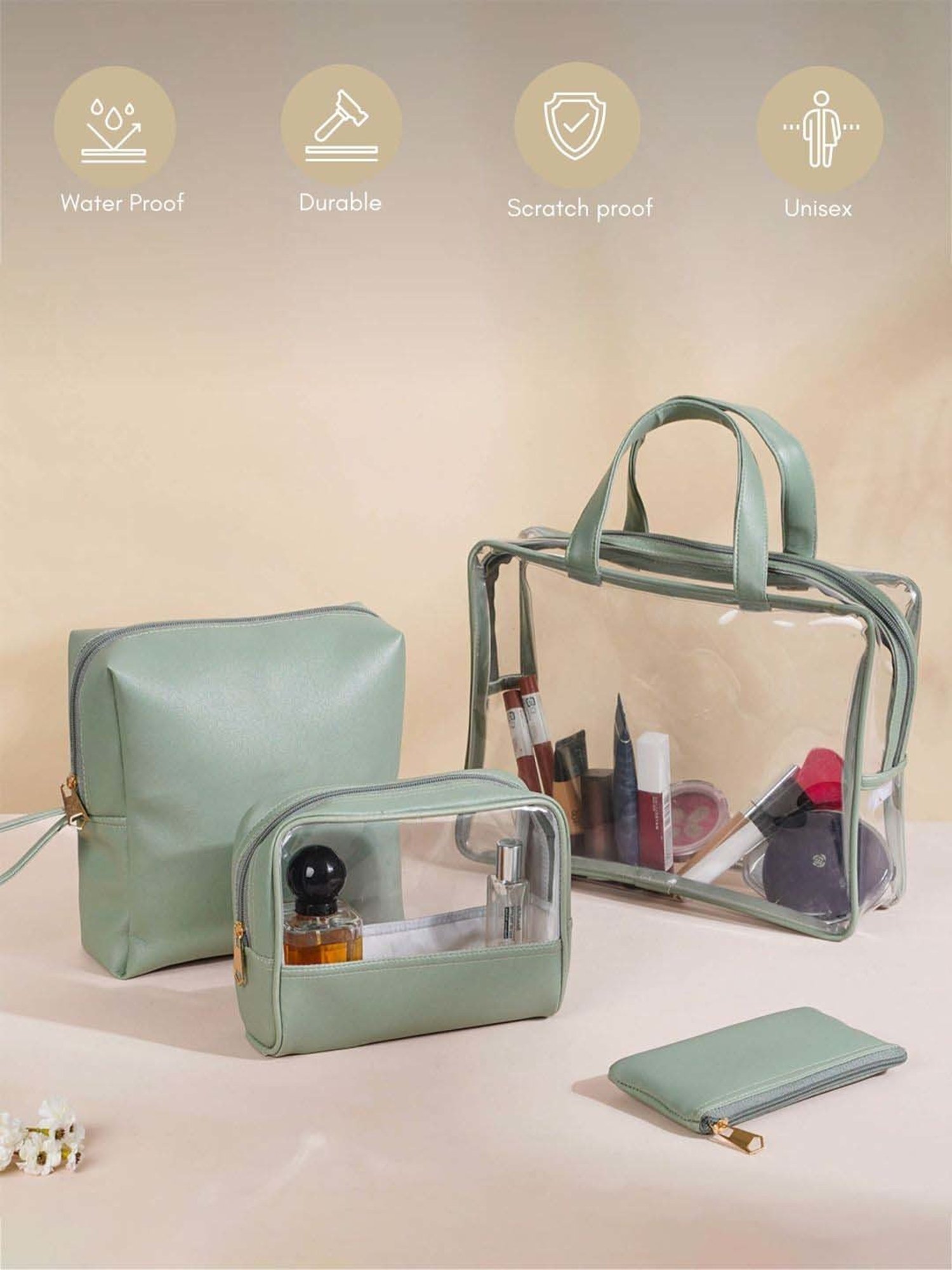 HOSTA HOMES Black Pvc Parachute Material Zipper Bag - Set of 2