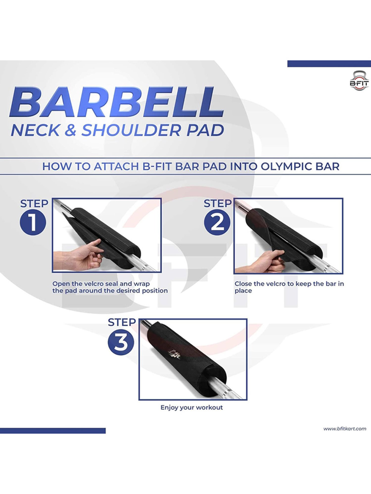 B Fit Extra Thick Barbell Squat Pad for Weight Lifting (Black)